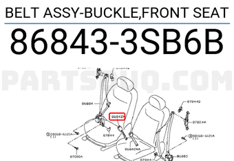 Nissan 868433SB6B BELT ASSY-BUCKLE,FRONT SEAT