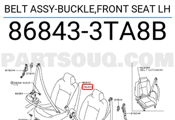 Nissan 868433TA8B BELT ASSY-BUCKLE,FRONT SEAT LH