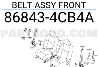 Nissan 868434CB4A BELT ASSY FRONT