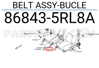 Nissan 868435RL8A BELT ASSY-BUCLE