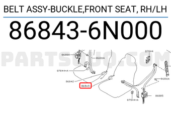 Nissan 868436N000 BELT ASSY-BUCKLE,FRONT SEAT, RH/LH
