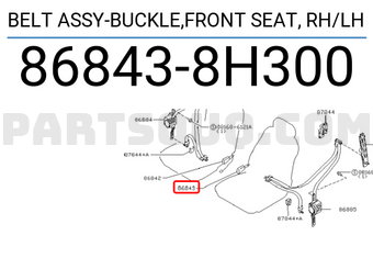 Nissan 868438H300 BELT ASSY-BUCKLE,FRONT SEAT, RH/LH