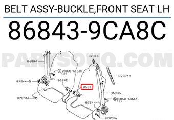 Nissan 868439CA8C BELT ASSY-BUCKLE,FRONT SEAT LH