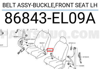Nissan 86843EL09A BELT ASSY-BUCKLE,FRONT SEAT LH