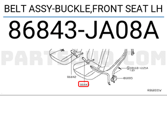 Nissan 86843JA08A BELT ASSY-BUCKLE,FRONT SEAT LH