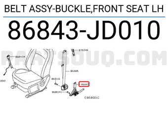 Nissan 86843JD010 BELT ASSY-BUCKLE,FRONT SEAT LH