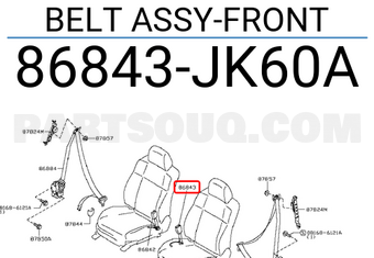 Nissan 86843JK60A BELT ASSY-FRONT