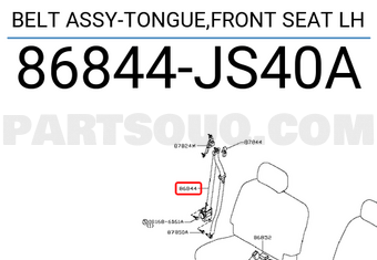 Nissan 86844JS40A BELT ASSY-TONGUE,FRONT SEAT LH