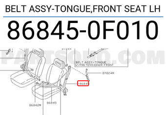 Nissan 868450F010 BELT ASSY-TONGUE,FRONT SEAT LH