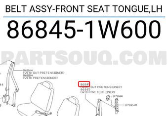 Nissan 868451W600 BELT ASSY-FRONT SEAT TONGUE,LH