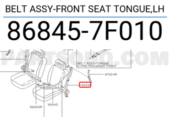 Nissan 868457F010 BELT ASSY-FRONT SEAT TONGUE,LH
