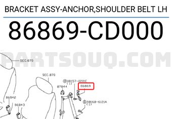 Nissan 86869CD000 BRACKET ASSY-ANCHOR,SHOULDER BELT LH