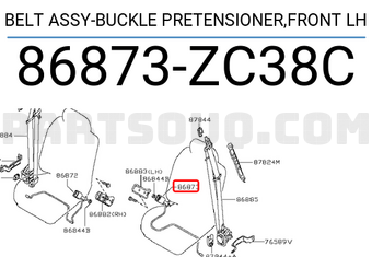 Nissan 86873ZC38C BELT ASSY-BUCKLE PRETENSIONER,FRONT LH