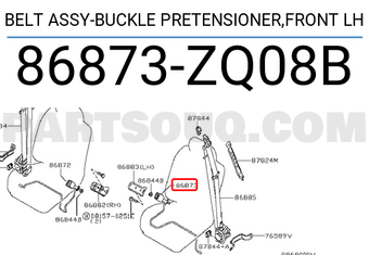 Nissan 86873ZQ08B BELT ASSY-BUCKLE PRETENSIONER,FRONT LH