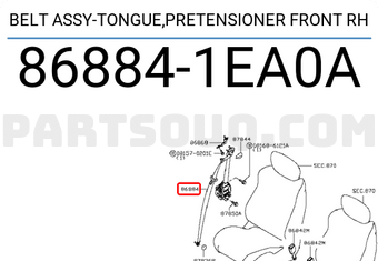 Nissan 868841EA0A BELT ASSY-TONGUE,PRETENSIONER FRONT RH