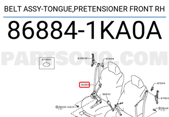 Nissan 868841KA0A BELT ASSY-TONGUE,PRETENSIONER FRONT RH