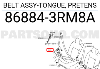 Nissan 868843RM8A BELT ASSY-TONGUE, PRETENS