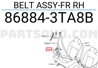 Nissan 868843TA8B BELT ASSY-FR RH
