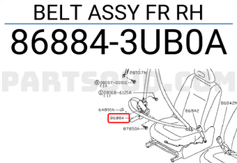 Nissan 868843UB0A BELT ASSY FR RH