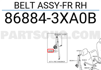 Nissan 868843XA0B BELT ASSY-FR RH