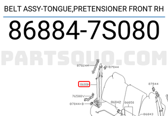 Nissan 868847S080 BELT ASSY-TONGUE,PRETENSIONER FRONT RH