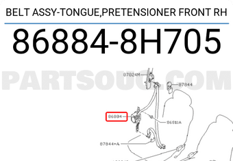 Nissan 868848H705 BELT ASSY-TONGUE,PRETENSIONER FRONT RH