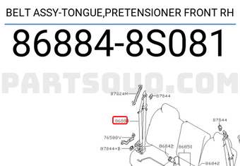 Nissan 868848S081 BELT ASSY-TONGUE,PRETENSIONER FRONT RH