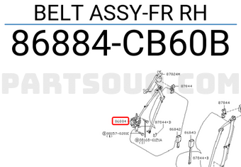 Nissan 86884CB60B BELT ASSY-FR RH