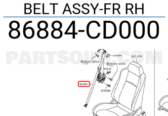 Nissan 86884CD000 BELT ASSY-FR RH