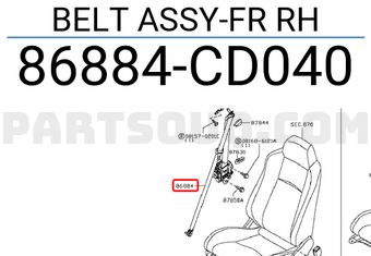 Nissan 86884CD040 BELT ASSY-FR RH