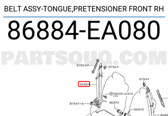 Nissan 86884EA080 BELT ASSY-TONGUE,PRETENSIONER FRONT RH