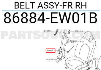 Nissan 86884EW01B BELT ASSY-FR RH