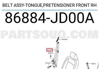 Nissan 86884JD00A BELT ASSY-TONGUE,PRETENSIONER FRONT RH