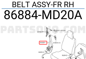 Nissan 86884MD20A BELT ASSY-FR RH