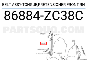 Nissan 86884ZC38C BELT ASSY-TONGUE,PRETENSIONER FRONT RH