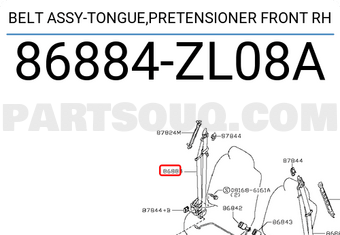 Nissan 86884ZL08A BELT ASSY-TONGUE,PRETENSIONER FRONT RH