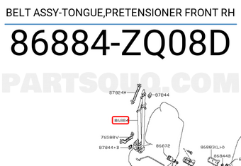 Nissan 86884ZQ08D BELT ASSY-TONGUE,PRETENSIONER FRONT RH