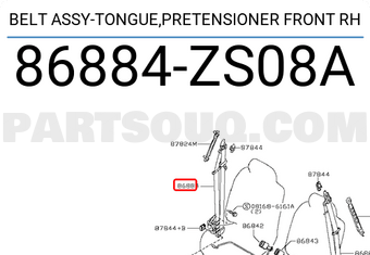 Nissan 86884ZS08A BELT ASSY-TONGUE,PRETENSIONER FRONT RH