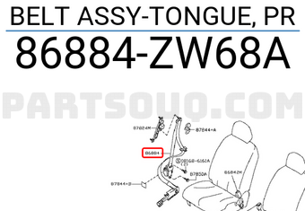 Nissan 86884ZW68A BELT ASSY-TONGUE, PR