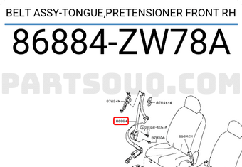 Nissan 86884ZW78A BELT ASSY-TONGUE,PRETENSIONER FRONT RH