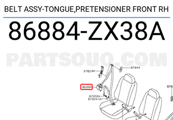 Nissan 86884ZX38A BELT ASSY-TONGUE,PRETENSIONER FRONT RH