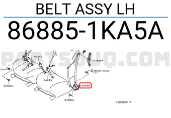 Nissan 868851KA5A BELT ASSY LH