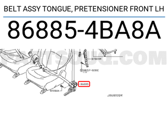 Nissan 868854BA8A BELT ASSY TONGUE, PRETENSIONER FRONT LH