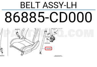 Nissan 86885CD000 BELT ASSY-LH