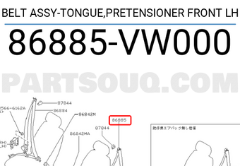 Nissan 86885VW000 BELT ASSY-TONGUE,PRETENSIONER FRONT LH