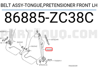 Nissan 86885ZC38C BELT ASSY-TONGUE,PRETENSIONER FRONT LH