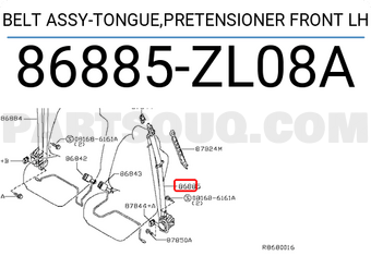 Nissan 86885ZL08A BELT ASSY-TONGUE,PRETENSIONER FRONT LH