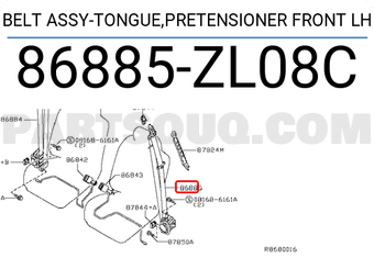 Nissan 86885ZL08C BELT ASSY-TONGUE,PRETENSIONER FRONT LH
