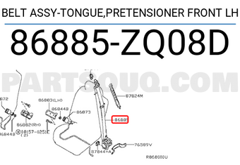 Nissan 86885ZQ08D BELT ASSY-TONGUE,PRETENSIONER FRONT LH