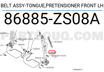 Nissan 86885ZS08A BELT ASSY-TONGUE,PRETENSIONER FRONT LH
